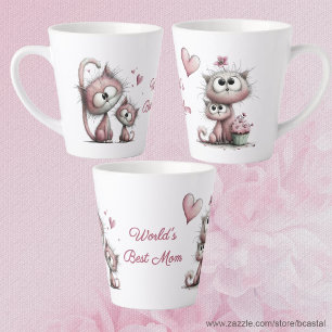 Heel Schattige Katten Illustraties Latte Mok