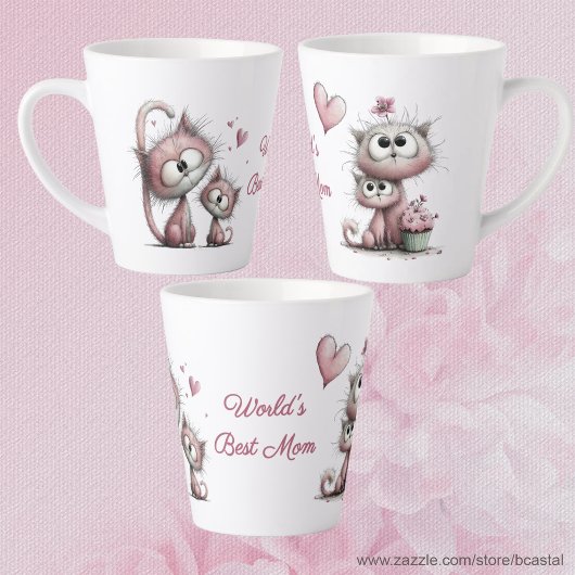 Heel Schattige Katten Illustraties Latte Mok