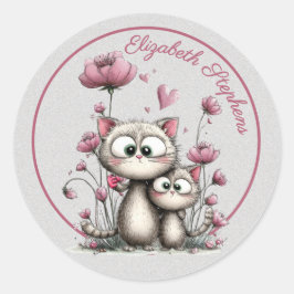 Heel Schattige Katten in Bloementuin Sticker