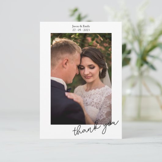 Heel simpele bruiloft foto Hartelijk dank Bedankkaart (Staand voorkant)
