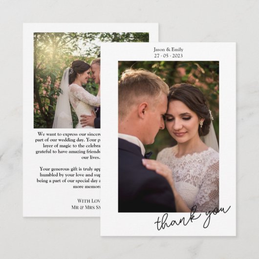 Heel simpele bruiloft foto Hartelijk dank Bedankkaart (Voorkant / Achterkant)