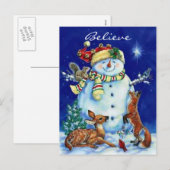 Heel Sneeuwman & BosKerstmis van Vrienden Feestdagenkaart (Voorkant / Achterkant)