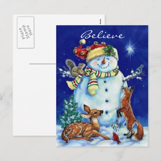 Heel Sneeuwman & BosKerstmis van Vrienden Feestdagenkaart (Voorkant / Achterkant)