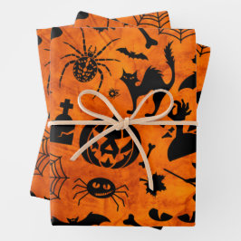 Heel spoky Halloween Witch, Black Cat, Pumpkin Inpakpapier Vel