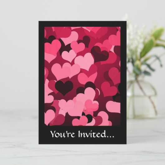 Heel veel roze harten, een klauwhuis kaart (Staand voorkant)