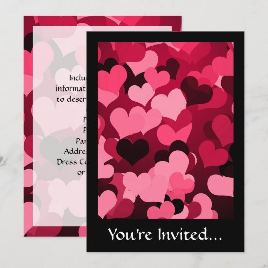 Heel veel roze harten, een klauwhuis kaart (Voorkant / Achterkant)