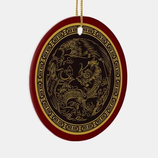 Heel vette Chinese kerstversiering met draak Keramisch Ornament (Rechts)