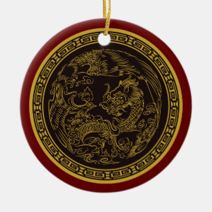Heel vette Chinese kerstversiering met draak Keramisch Ornament