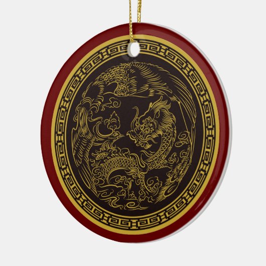 Heel vette Chinese kerstversiering met draak Keramisch Ornament (Links)