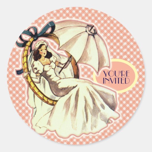 Heel Vintage Bruiloftsshower Stickers (Voorkant)