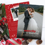Heel vriendelijk getrouwd Mr & Mrs Modern Foto Wed Feestdagenkaart<br><div class="desc">De achterkant is voorzien van een volledig snowdots patroon, een snapshot foto en een personaliseerbare vakantieboodschap. De basisachtergrond kan worden gewijzigd in elke gewenste kleur. Alle/meeste tekst kan worden bewerkt. Ontworpen/origineel kunstwerk door fat*fa*tin. Eenvoudig te personaliseren met uw eigen tekstbericht, naam, foto of afbeelding. Meer lettertypestijlen, fotofilters en bewerkingsfuncties zijn...</div>