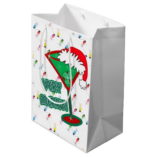 Heel vriendelijk! KerstMartini-werkpapier Medium Cadeauzakje (Achterkant Gekanteld)