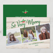 Heel vrolijk | Rustic 3 Foto Kerstmis Feestdagenkaart (Voorkant / Achterkant)