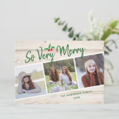 Heel vrolijk | Rustic 3 Foto Kerstmis Feestdagenkaart (Staand voorkant)