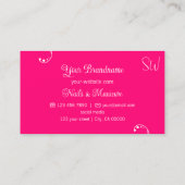 Heel wit en roze modern,  met Monogram Visitekaartje (Achterkant)