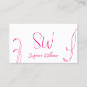 Heel wit en roze modern,  met Monogram Visitekaartje (Voorkant)