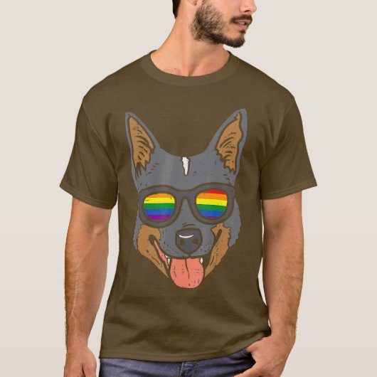 Heeler Cattle Dog LGBTQ Rainbow Flag Gay Pride T-shirt (Voorkant)