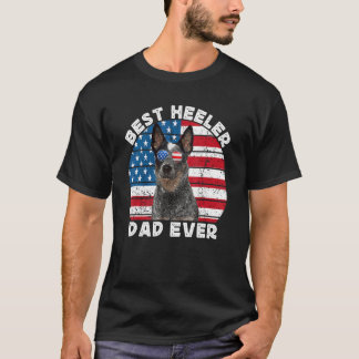 Heeler Dad For Men American Flag Blue Australian C T-shirt