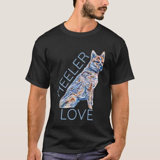 Heeler liefde voor de vee hond eigenaar t-shirt (Voorkant)