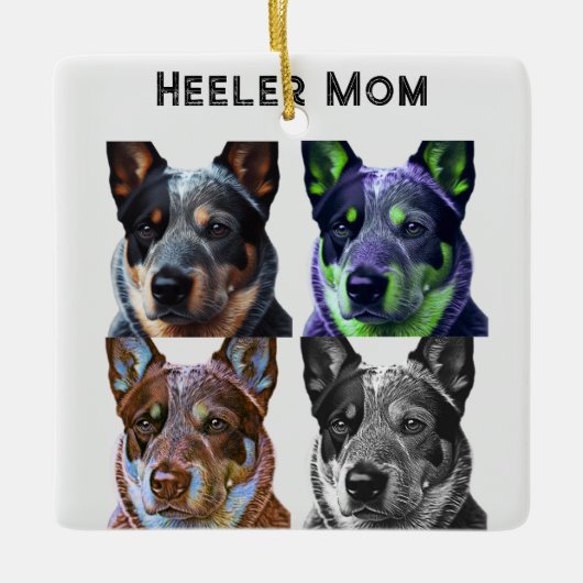 Heeler Moeder Blauw Heeler Hond Mam Keramisch Ornament (Voorkant)