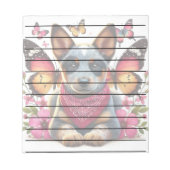 Heeler Puppy Omgeven Door Vlinders En Bloemen Notitieblok (Voorkant)