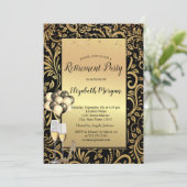 Heels, ballonnen, Gold Swirls Retirement Party Kaart (Staand voorkant)