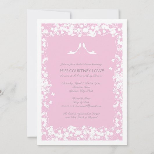 Heels Bridal Shower Invitation in Light Pink Kaart (Voorkant)