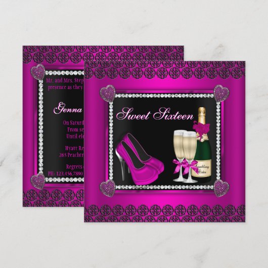 Heels en ciderzoet Sixteen Invite Kaart (Voorkant / Achterkant)