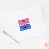 Heels en wielen - Zwart| Auto | Roze en blauw Vierkante Sticker (Envelop)