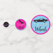 Heels en wielen - Zwart| Auto | Roze en blauwe fot Confetti (Voorkanten)