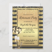 Heels, glas, ballonnen, Gold Stripes Retirement Pa Kaart (Voorkant)