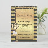 Heels, glas, ballonnen, Gold Stripes Retirement Pa Kaart (Staand voorkant)