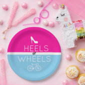 Heels of Wheels {Bicycle} Roze|Blauw geslacht onth Papieren Bordje (Feest)