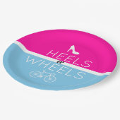 Heels of Wheels {Bicycle} Roze|Blauw geslacht onth Papieren Bordje (Gekanteld)