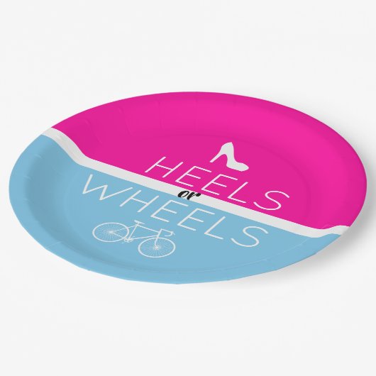 Heels of Wheels {Bicycle} Roze|Blauw geslacht onth Papieren Bordje (Gekanteld)