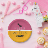 Heels of Wheels {Car} Black|Roze|Gold Gender onthu Papieren Bordje (Feest)