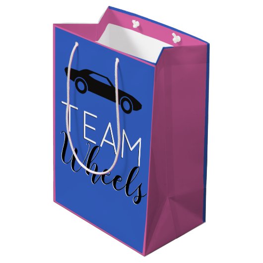 Heels of Wheels Teams roze|Blue Gender Reopenbaart Medium Cadeauzakje (Achterkant Gekanteld)