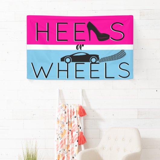 Heels of wielen|{Auto} Roze & Blauw Geslacht onthu Spandoek (Insitu)