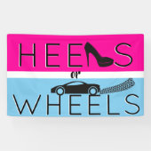 Heels of wielen|{Auto} Roze & Blauw Geslacht onthu Spandoek (Horizontaal)