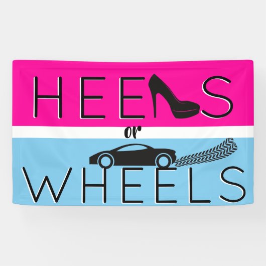 Heels of wielen|{Auto} Roze & Blauw Geslacht onthu Spandoek (Horizontaal)