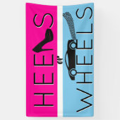 Heels of wielen|{Auto} Roze & Blauw Geslacht onthu Spandoek (Verticaal)