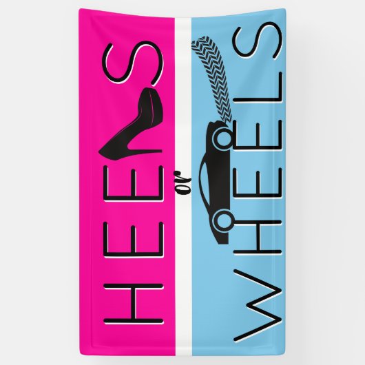 Heels of wielen|{Auto} Roze & Blauw Geslacht onthu Spandoek (Verticaal)