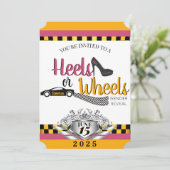 Heels of wielen {auto} Roze & Geel Geslacht onthul Kaart (Staand voorkant)