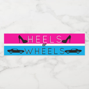 Heels of wielen {auto} zwart Roze Blauw geslacht o Waterfles Etiket