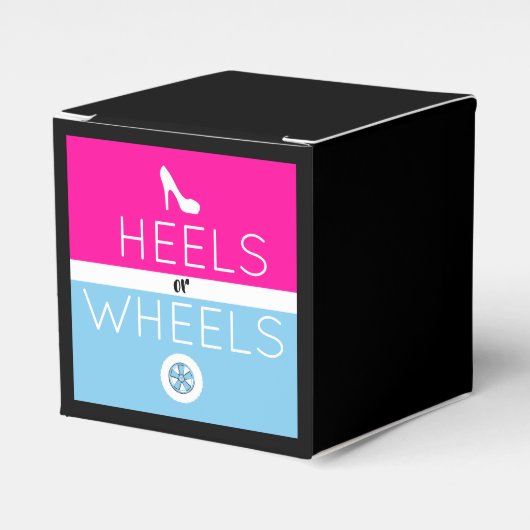 Heels of wielen |Roze en Blauw geslacht onthullen Bedankdoosjes (Voorkant Zijde)