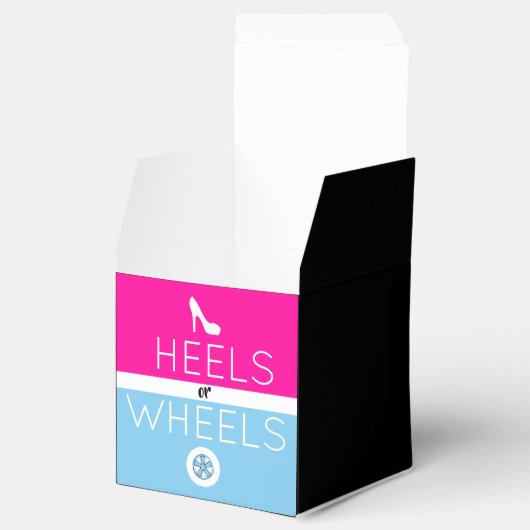 Heels of wielen |Roze en Blauw geslacht onthullen Bedankdoosjes (Geopend)