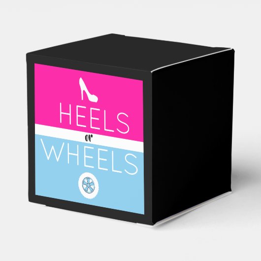 Heels of wielen |Roze en Blauw geslacht onthullen Bedankdoosjes (Achterkant)