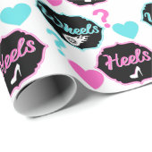 Heels vs. Wheels Pink & Blue Baby shower Theme Cadeaupapier (Rol Hoek)