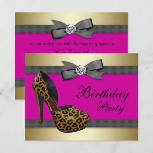 Heels warme roze luipaard op zaterdag kaart (Voorkant / Achterkant)