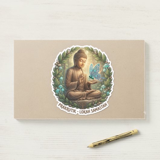 Heer Boeddha met Vlinder Zen Sticker - Vreedzaam Post-it® Notes (Op bureau)